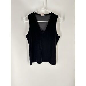 Eileen Fisher‎ Womens Velvet Tank Top Size Medium V Neck Layer Event Minimalist
